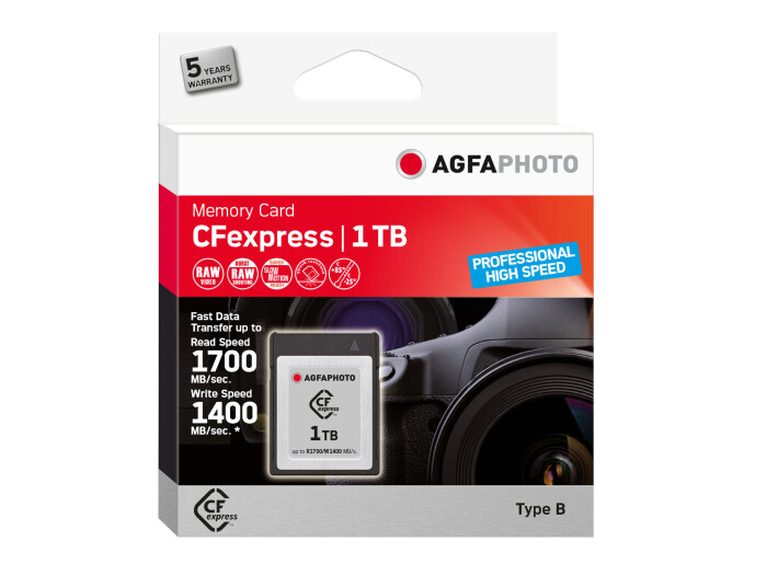 AGFA 1 TB CFexpress-Karte Typ B 1400MBs/1700MBs AGFA 1 TB CFexpress-Karte Typ B 1400MBs/1700MBs