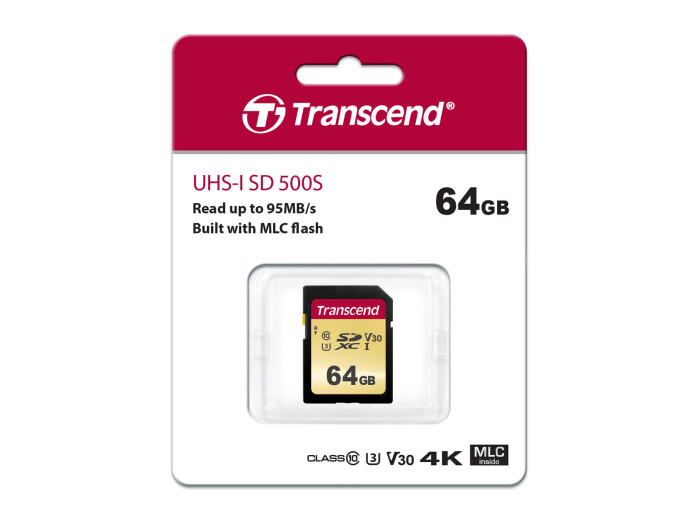 Transcend 64GB SDXC-Karte 500S UHS-I U3 V30 95/60MB/s