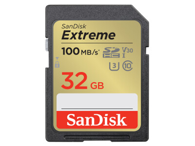 32GB SDHC Extr 100MB/s UHS-I U3 Class 10, V30