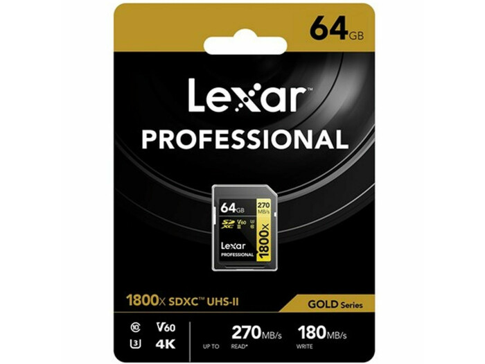 Lexar 1800x SDXC 64GB V60 270/180 MB/s Professional