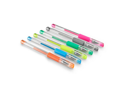 Glitter Gelschreiber 6er Set silber Neon