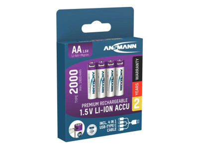 Mignon AA Type 2000 LI-ION Akku USB-C, 4er Blister