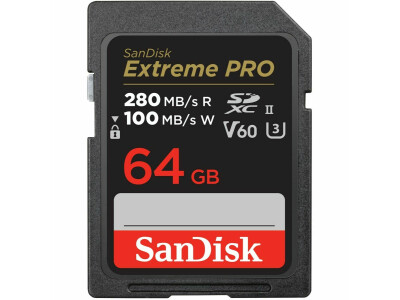 64GB SDXC ExtremePro R 280MB/s V60 UHS-II, Class