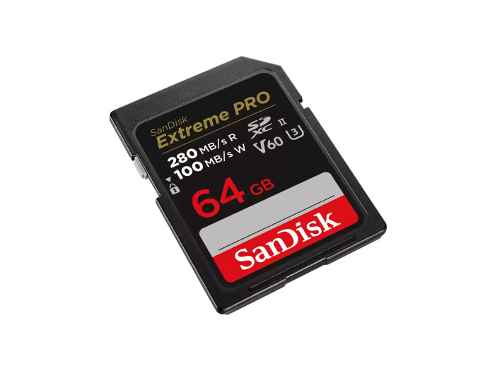 SanDisk 64GB SDXC ExtremePro R 280MB/s V60 UHS-II, Class SanDisk 64GB SDXC ExtremePro R 280MB/s V60 UHS-II, Class