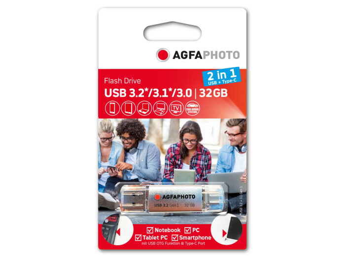 AGFA Agfaphoto USB-Stick 32GB 3.0 2in1 USB+Typ C