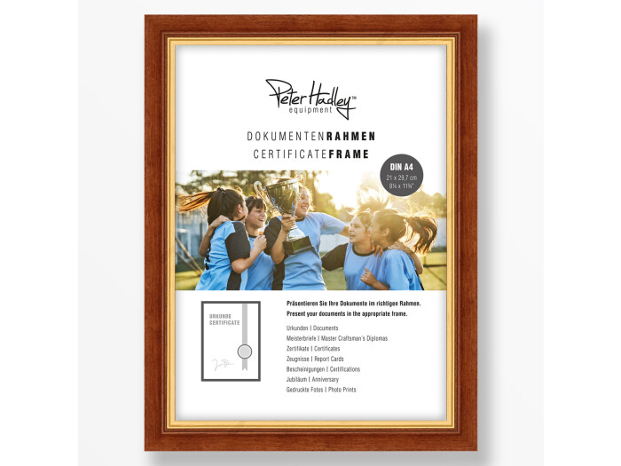 Peter Hadley Messina A4 cm, braun+gold Holzrahmen