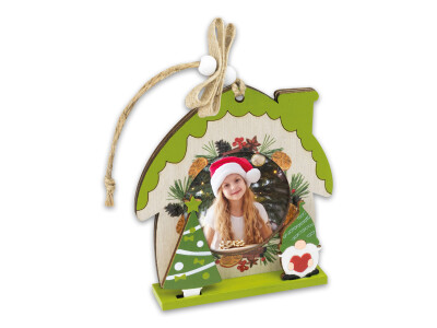 Weihnachtsanhänger Koda C 6x6cm grün aus Holz