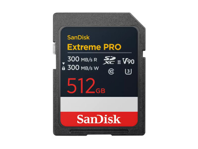 512GB SDXC Extreme Pro 300MB/s (Schreiben/Lesen)