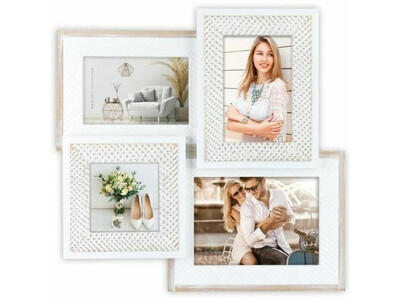Sedan 4fach 10x15 cm weiß, Galerie Holzrahmen