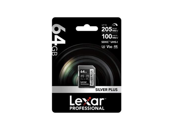 Lexar Silver Plus SDXC UHS-I 64GB U3 V30 R205/W100MB/s