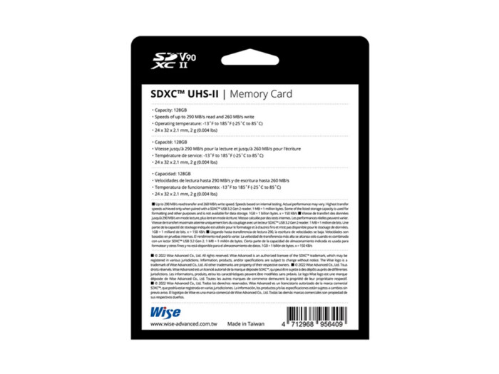 Wise SDXC UHS-II V90 128GB Speicherkarte