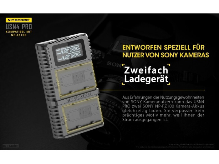 Nitecore Dual-Ladegerät f. Sony USN4-PRO