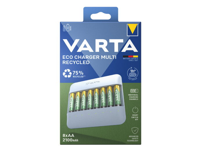 Varta Eco Charger Multi Recycled + 8x AA 2100 mAh,