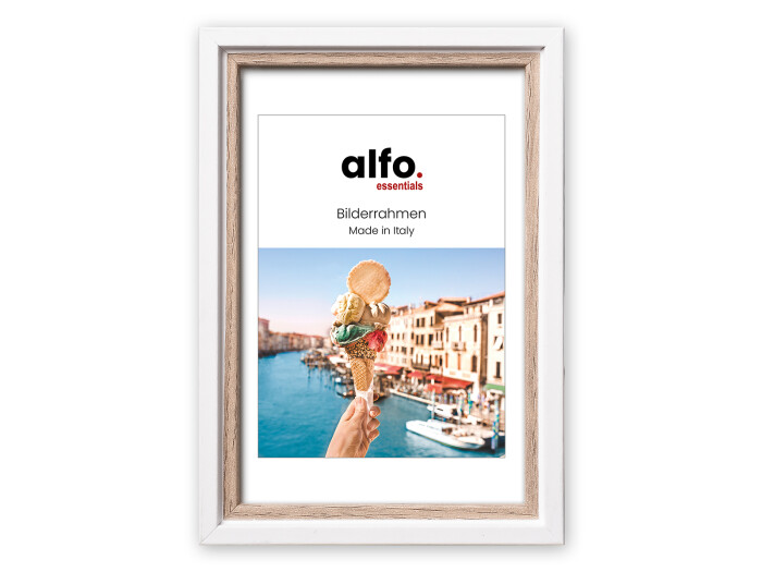 Alfo. Neapel 10x15 cm weiß-eiche, Holzrahmen