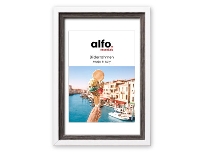Neapel 15x20 cm weiß-anthrazit, Holzrahmen