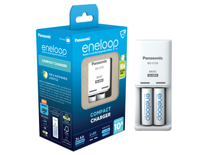 Panasonic eneloop BQCC50 inkl. 2xAA 2000 mAh, Compact