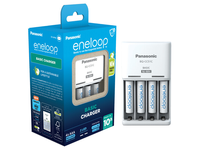 Panasonic eneloop BQCC51 inkl. 4xAAA 800 mAh, Basic Charger