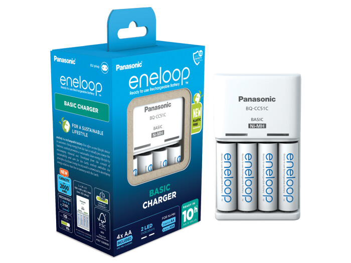 Panasonic eneloop BQCC51 inkl. 4xAA 2000 mAh, Basic Charger