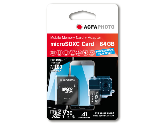 AGFA 64GB microSDXC-Karte inkl. Adapter UHS-I