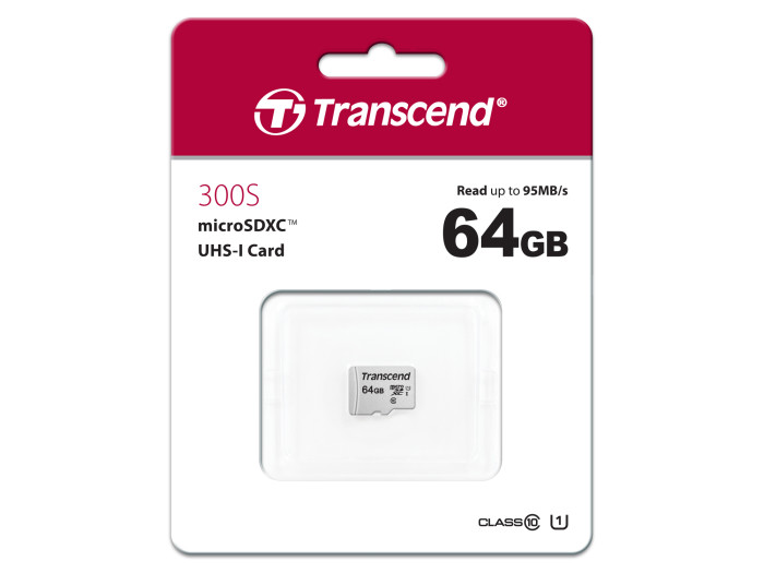 Transcend 64GB microSDXC-Karte 300S UHS-I U1 V10 95/45MB/s
