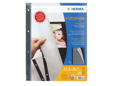 Fotokarton 20 Blatt schwarz mit Pergamin 23x29,7